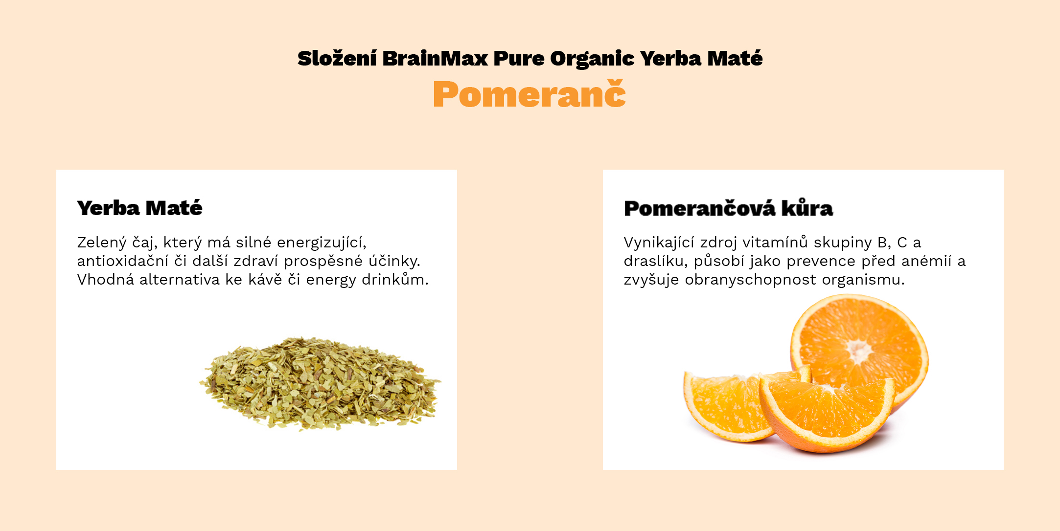BrainMax Pure Yerba Maté, Pomeranč, 500 g Obrázek