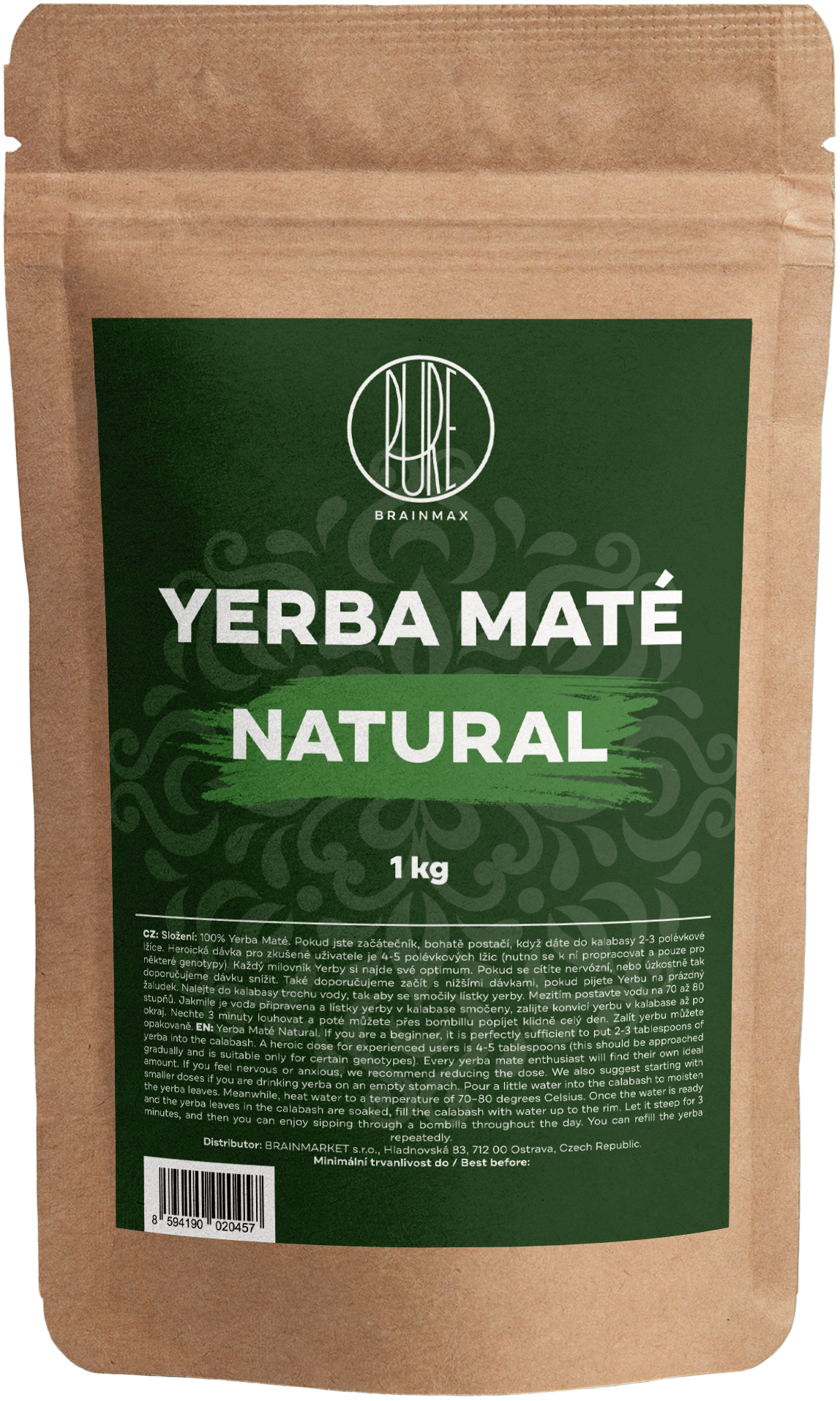 BrainMax Pure Organic Yerba Maté BIO, 1000 g Obrázek