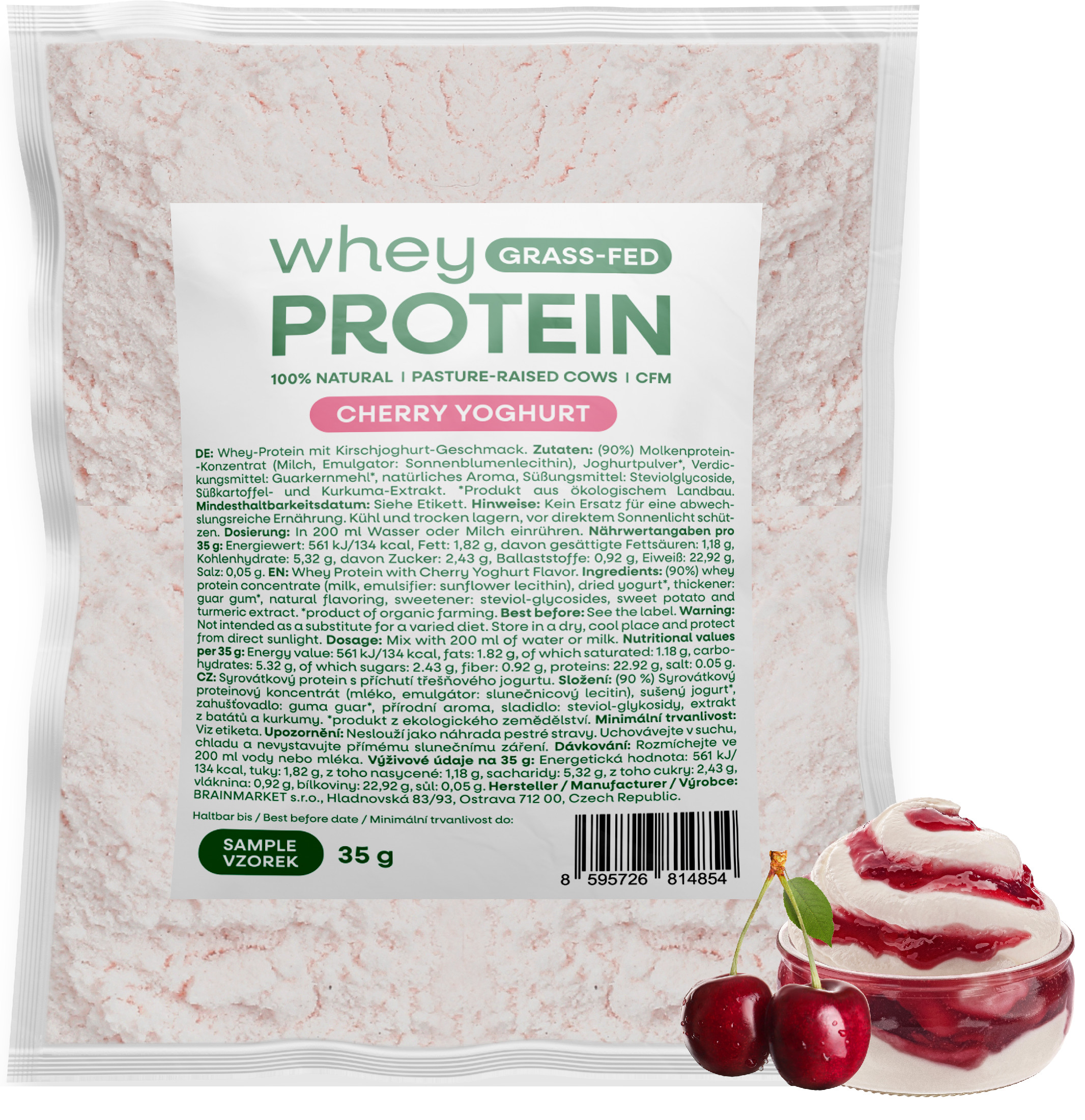 BrainMax Grass-fed Whey Protein, Třešňový jogurt, 35 g, VZOREK