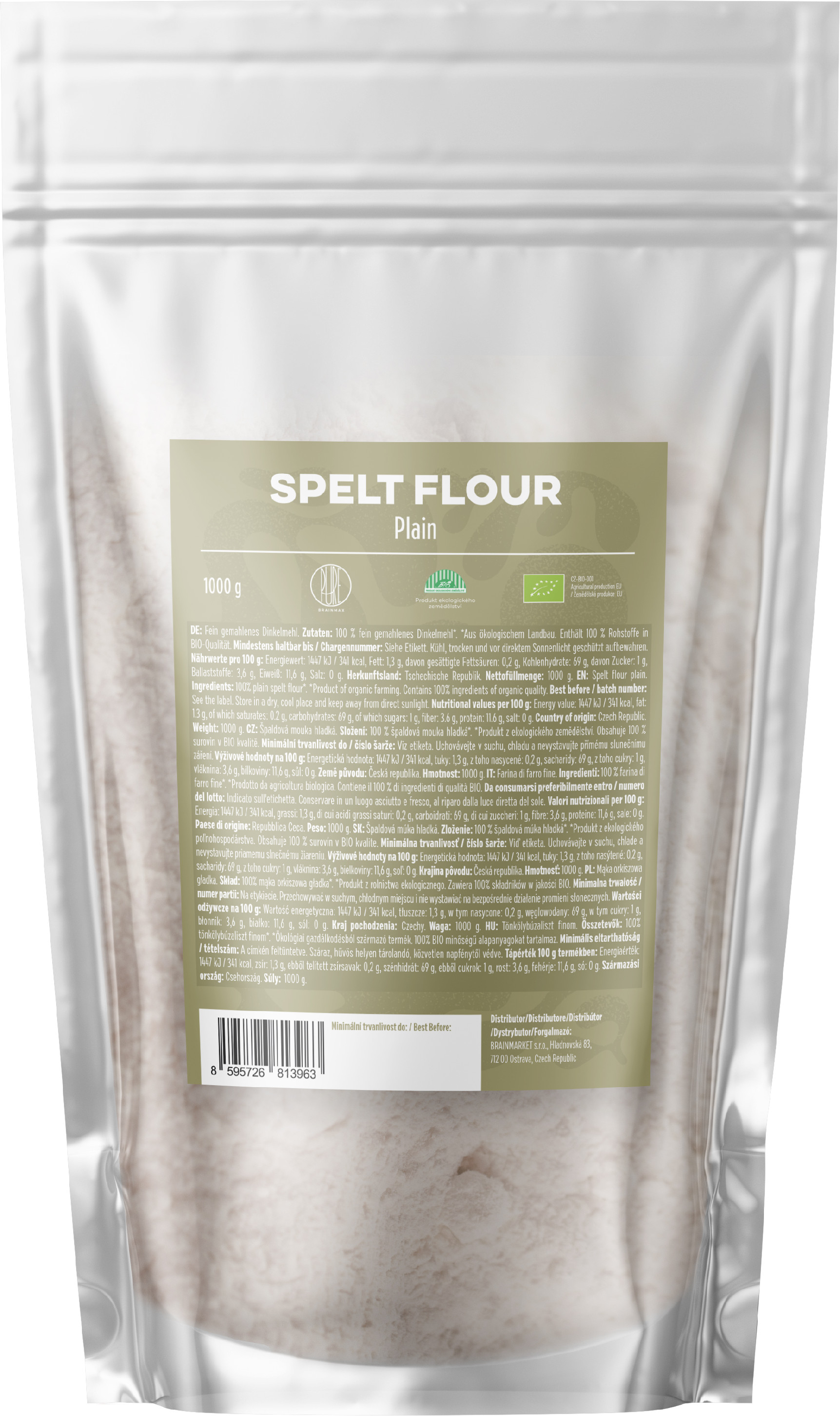 Mąka orkiszowa BrainMax Pure® Plain, organiczna, 1000 g