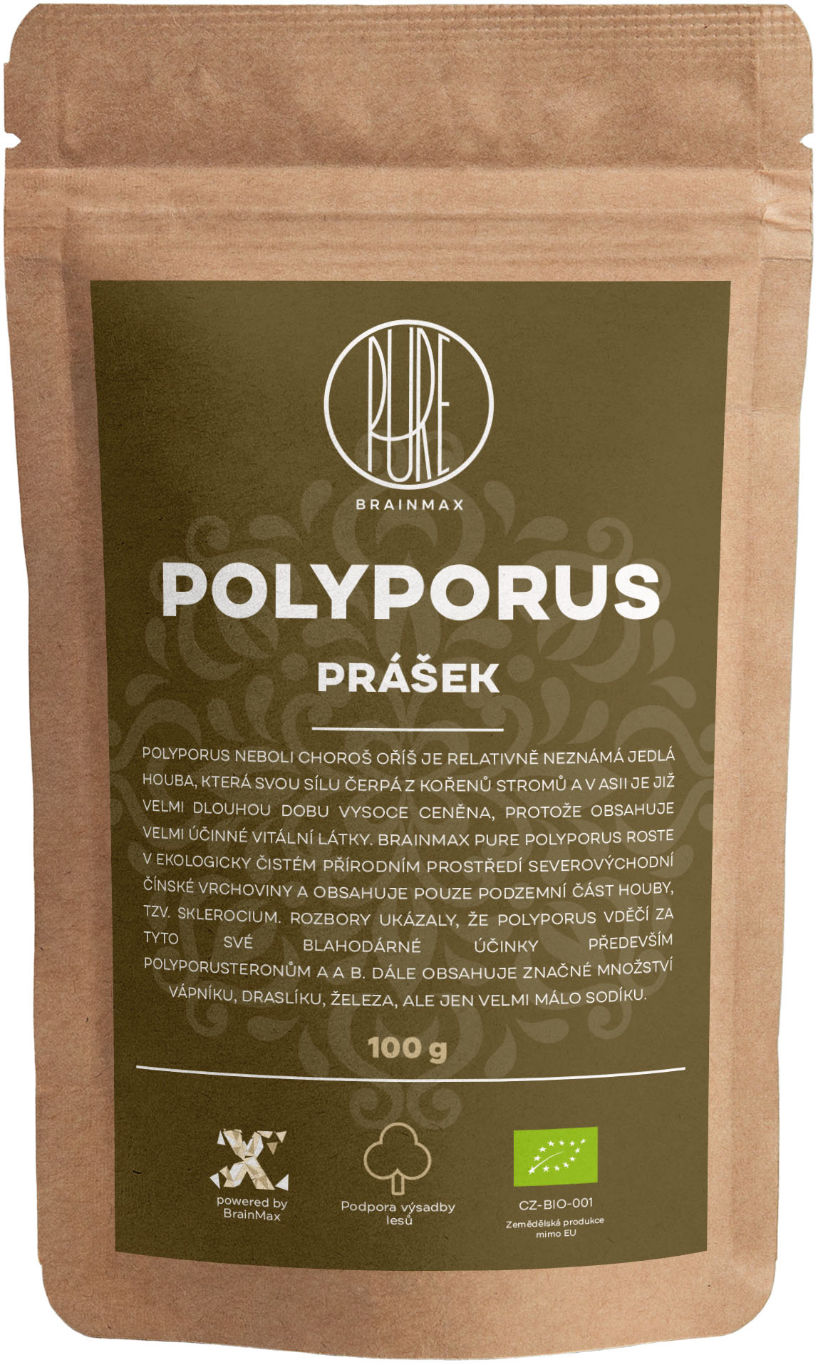 BrainMax Pure Polyporus prášek, BIO 100g