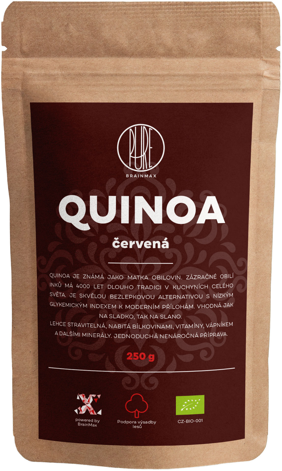 BrainMax Pure Quinoa BIO, červená, 250 g