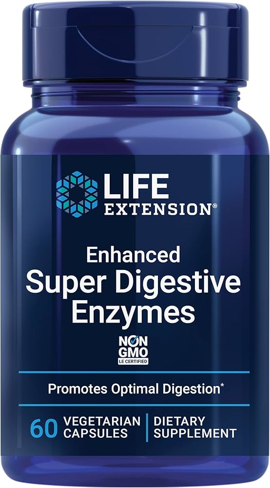Life Extension Enhanced Super Digestive Enzymes, enzymy trawienne, 60 kapsułek roślinnych