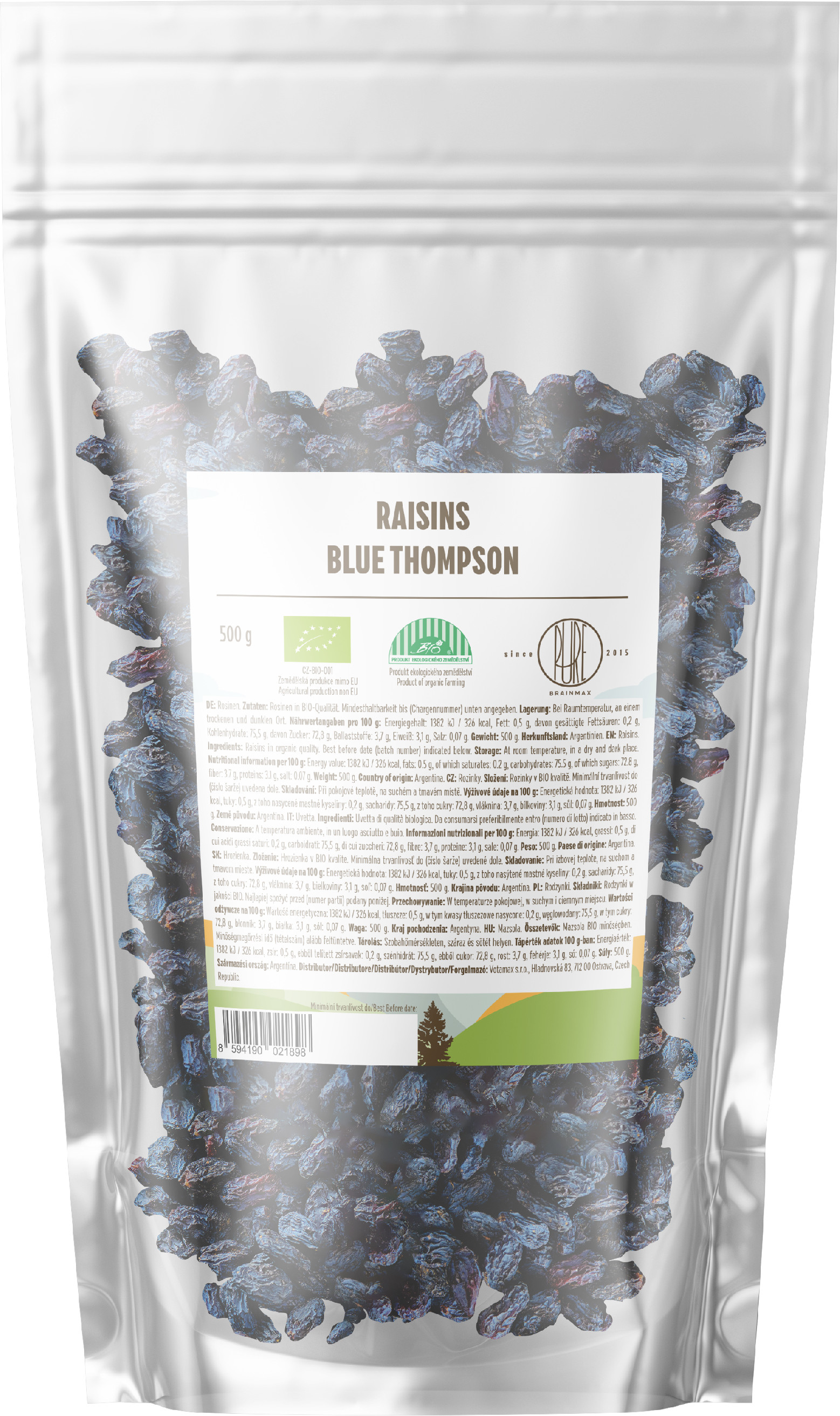 BrainMax Pure Rozinky Blue Thompson BIO, 500g Obrázek