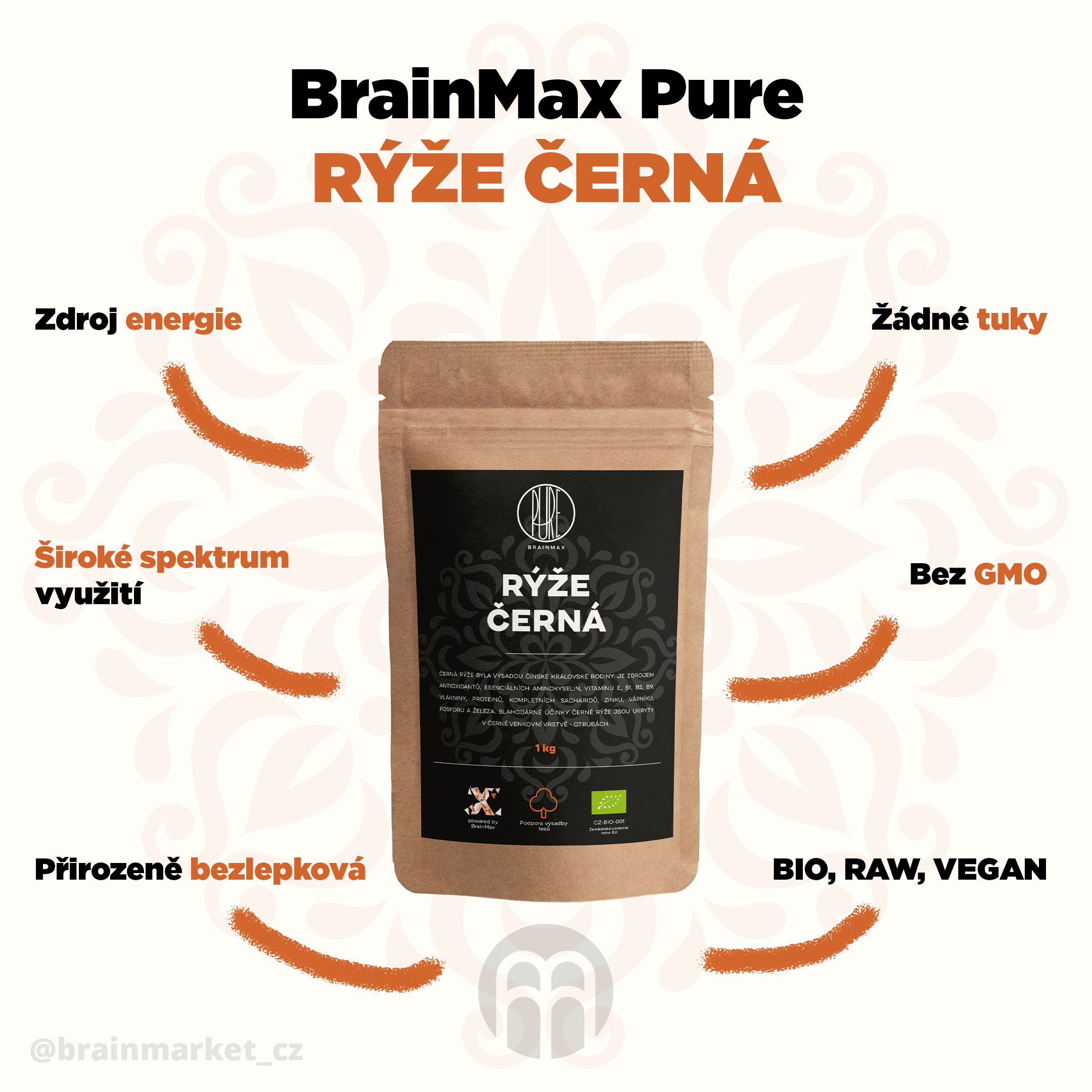 BrainMax Pure Rýže, černá BIO, 1kg Obrázek