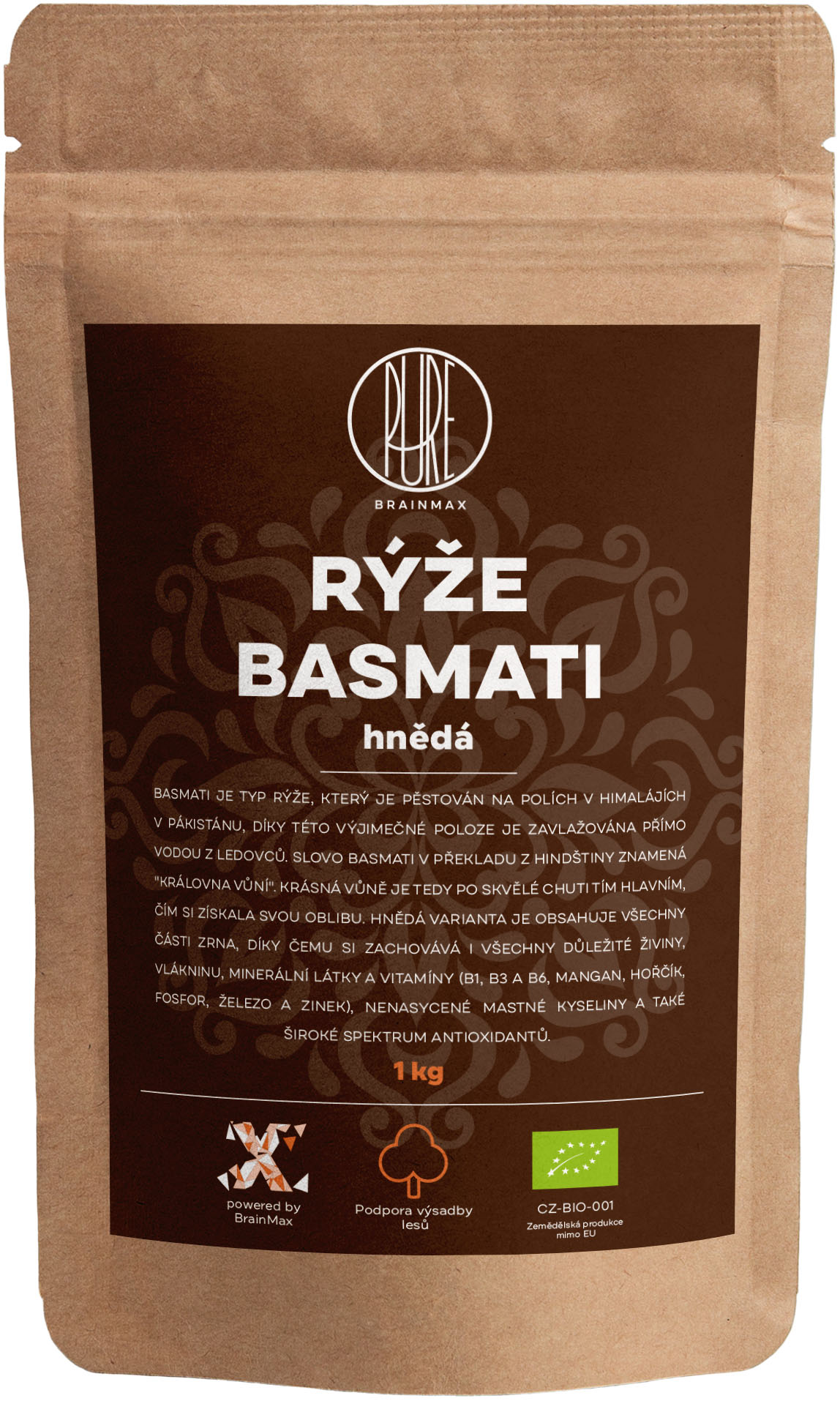 BrainMax Pure Rýže, hnědá, Basmati BIO, 1kg