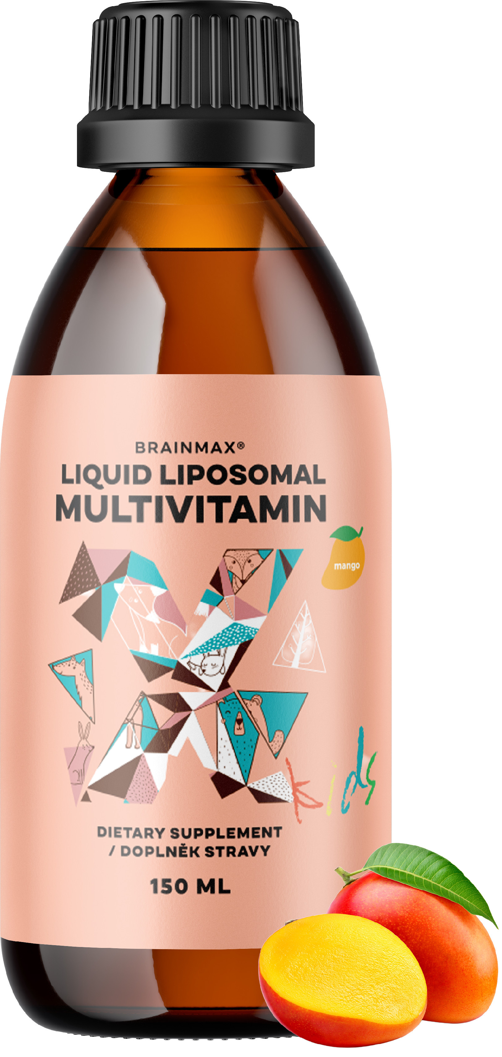 BrainMax KIDS Płynna liposomalna multiwitamina, mango, 150 ml