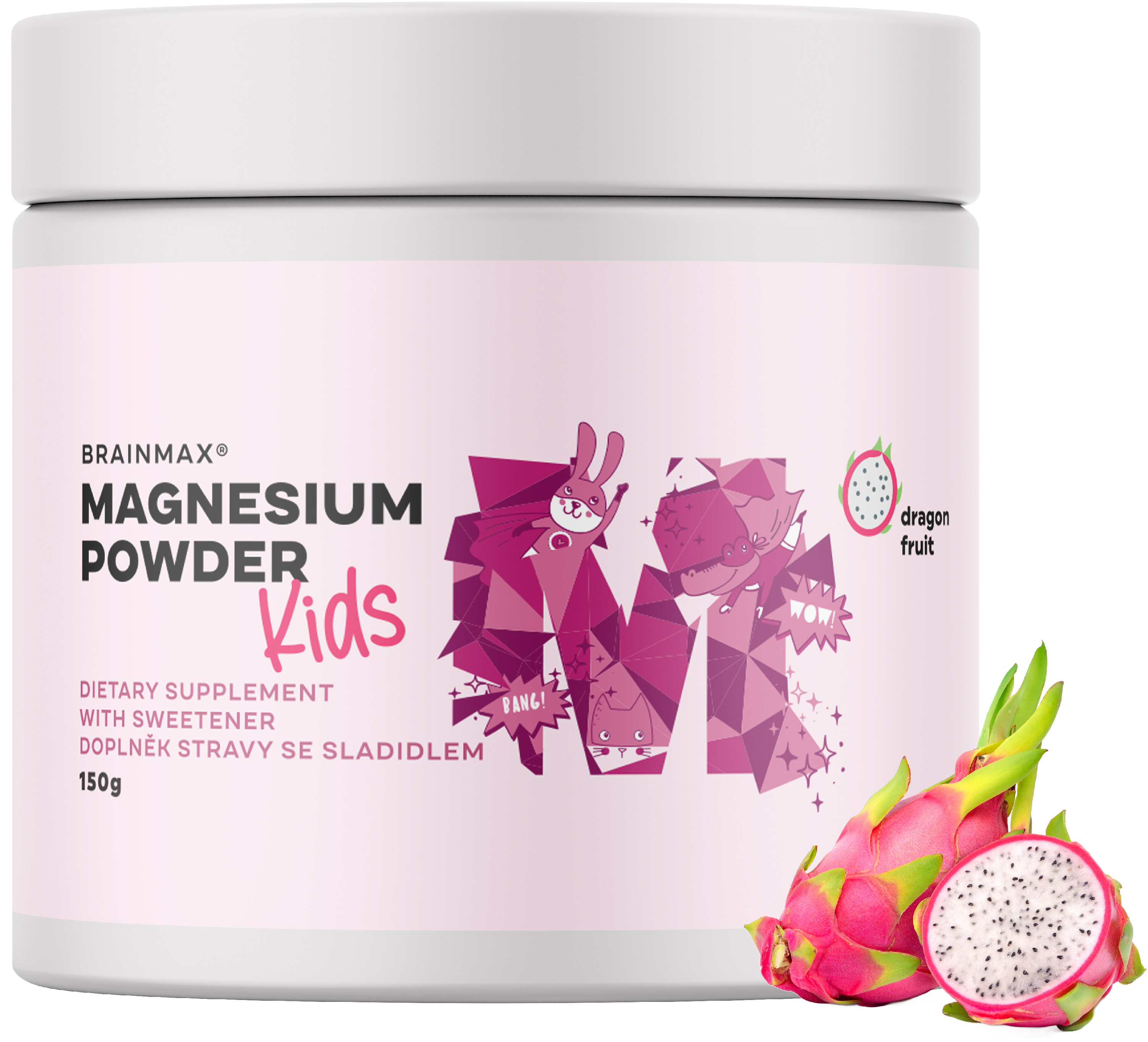 BrainMax KIDS Magnesium Powder, Smoczy owoc, 150 g