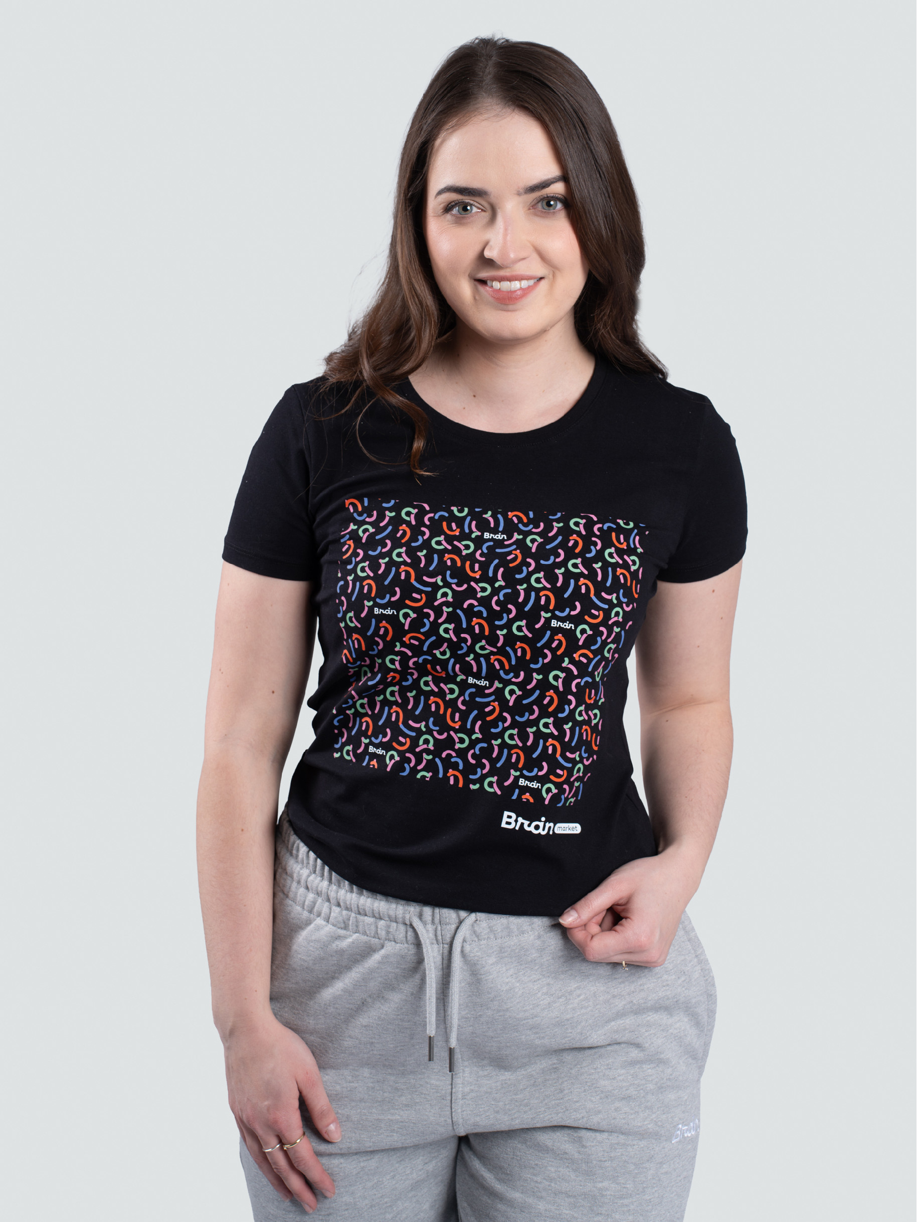 Koszulka damska BrainMarket Mosaic, czarna Rozmiar: L