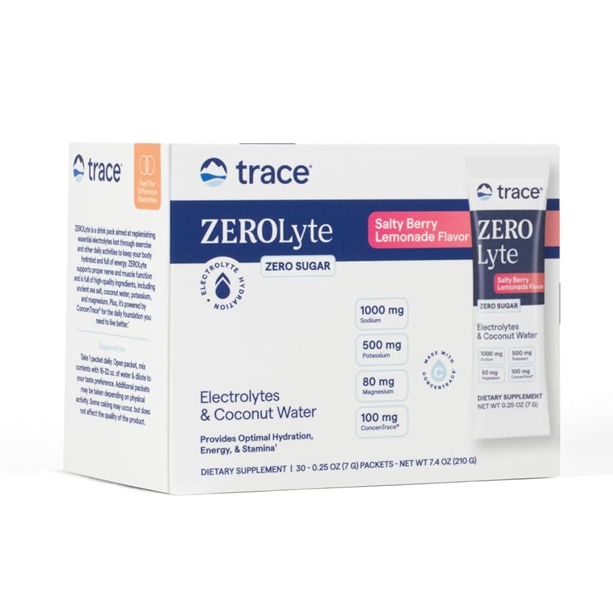 Trace Minerals Zerolyte, Słona lemoniada jagodowa, 30 saszetek