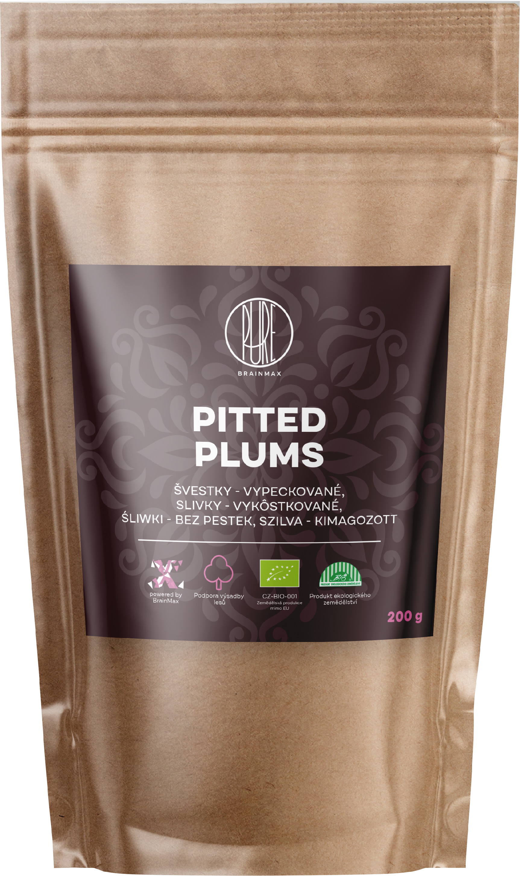 BrainMax Pure Švestky sušené vypeckované BIO, 200 g Obrázek