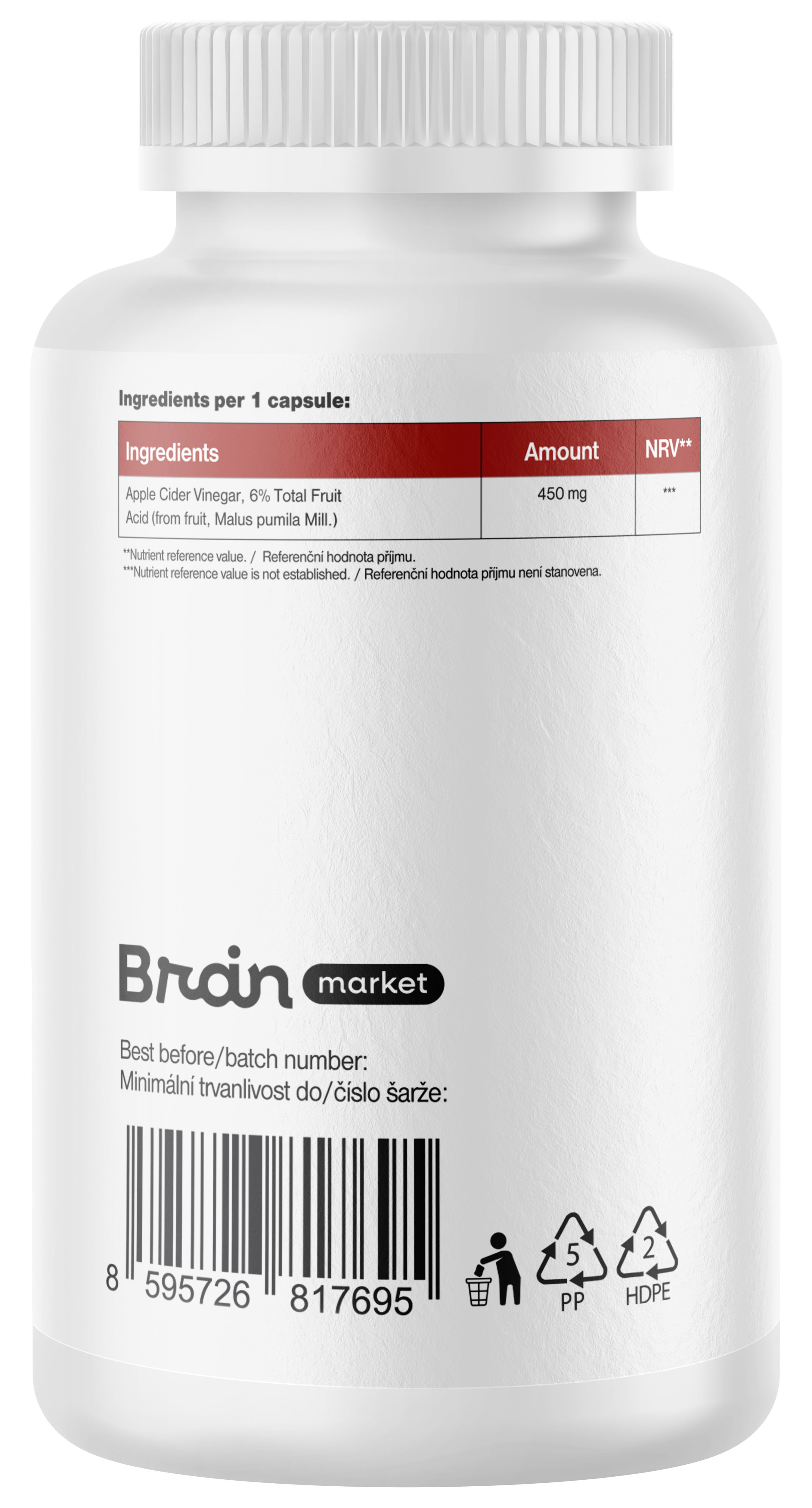 BrainMax Ocet jabłkowy, 180 kapsułek roślinnych (zdjęcie 2)