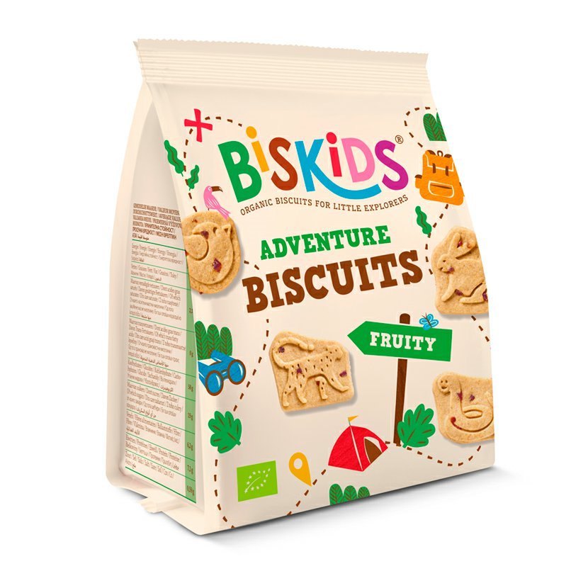 BISkids BIO ciasteczka pełnoziarniste dla dzieci z kawałkami jabłka bez dodatku cukru, 100 g