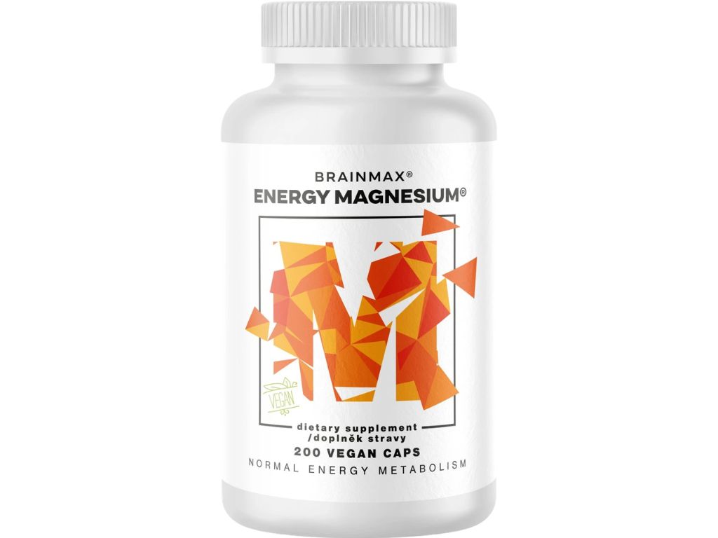 BrainMax Energy Magnesium®, 1000 mg, Hořčík Malát 200 mg, 200 kapslí
