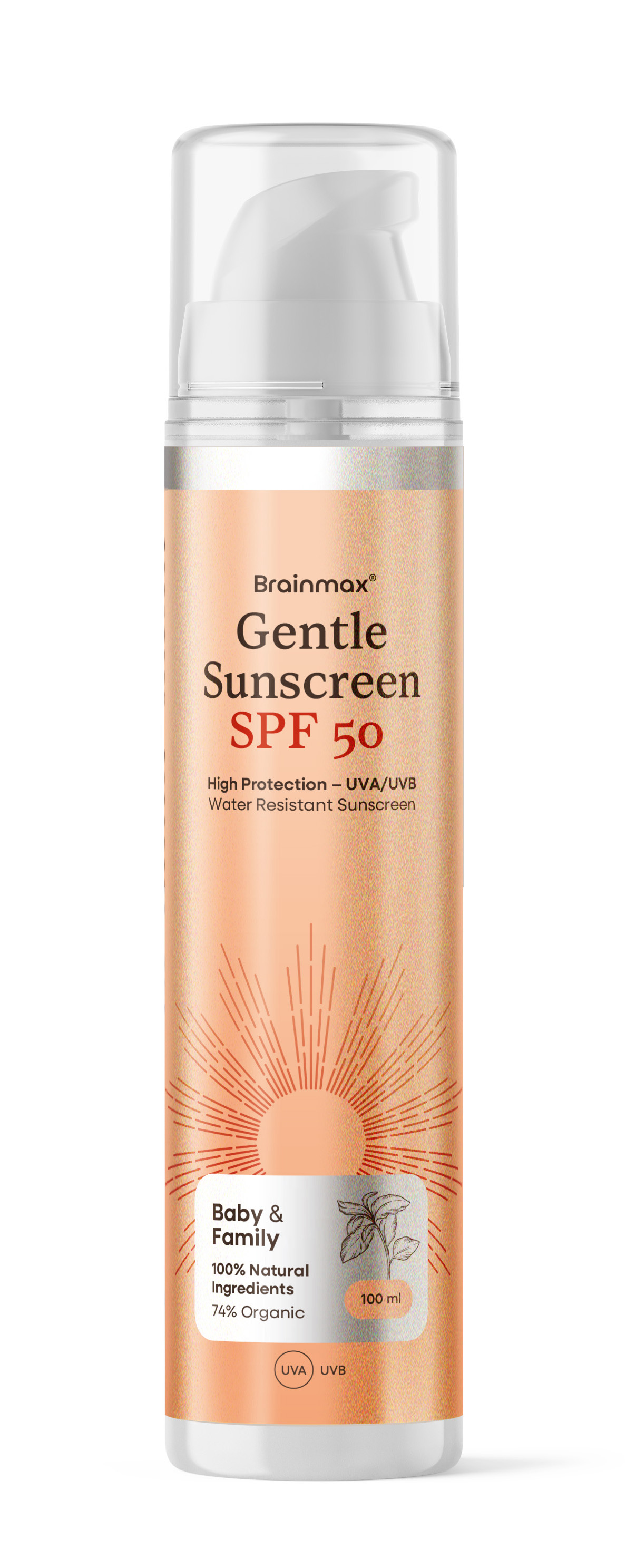 BrainMax Gentle Sunscreen Lotion, BABY & FAMILY, SPF 50, 100 ml