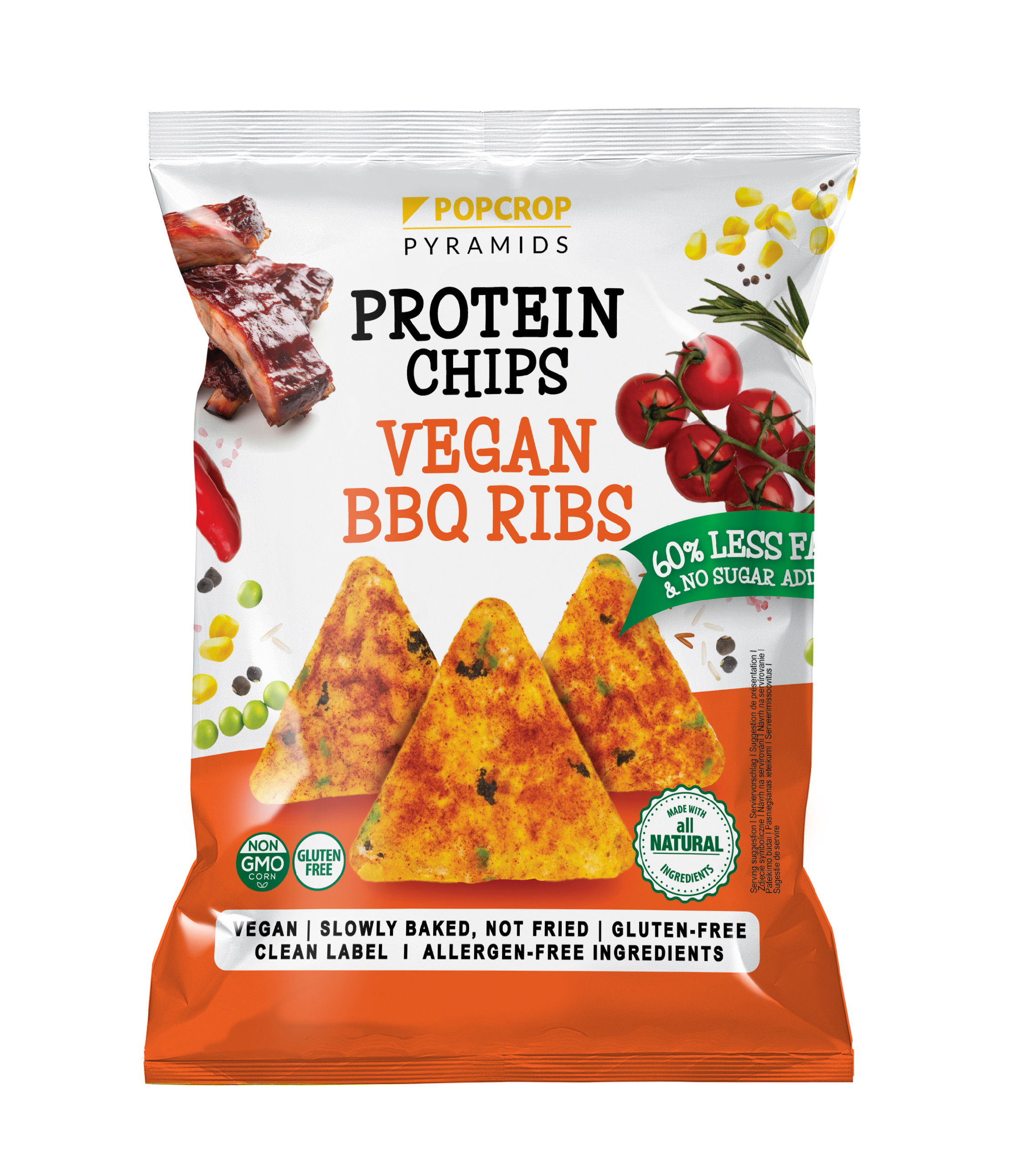 Chipsy proteinowe Popcrop o smaku żeberek BBQ, 60 g