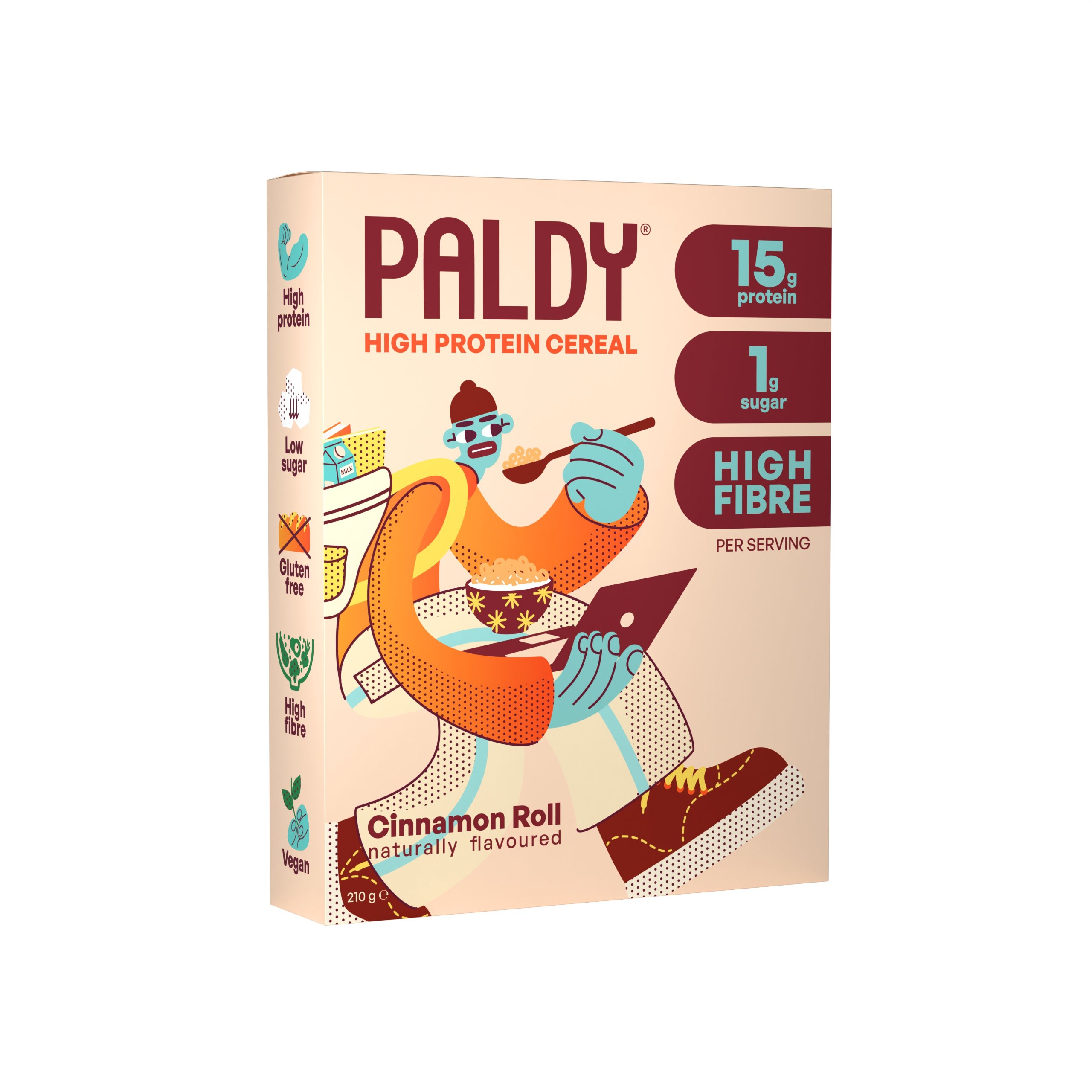 Płatki śniadaniowe Paldy High Protein, Bułeczka cynamonowa, 210 g