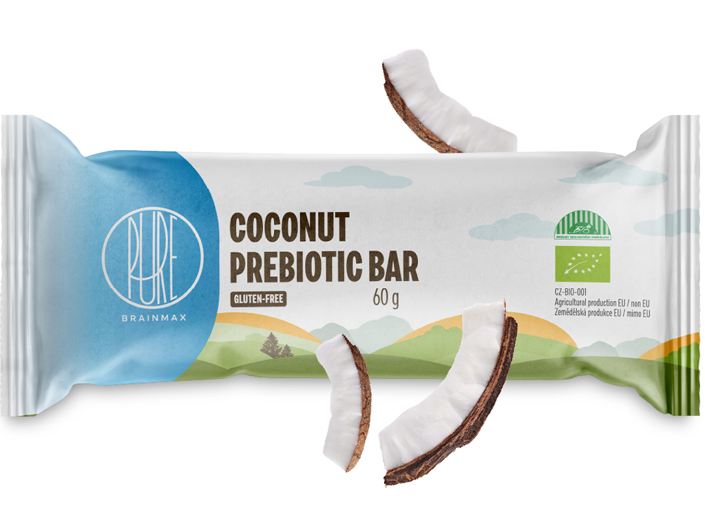 BrainMax® Organic Prebiotic Bar, Coconut & Milk Chocolate, 24 x 50 g (zdjęcie 3)