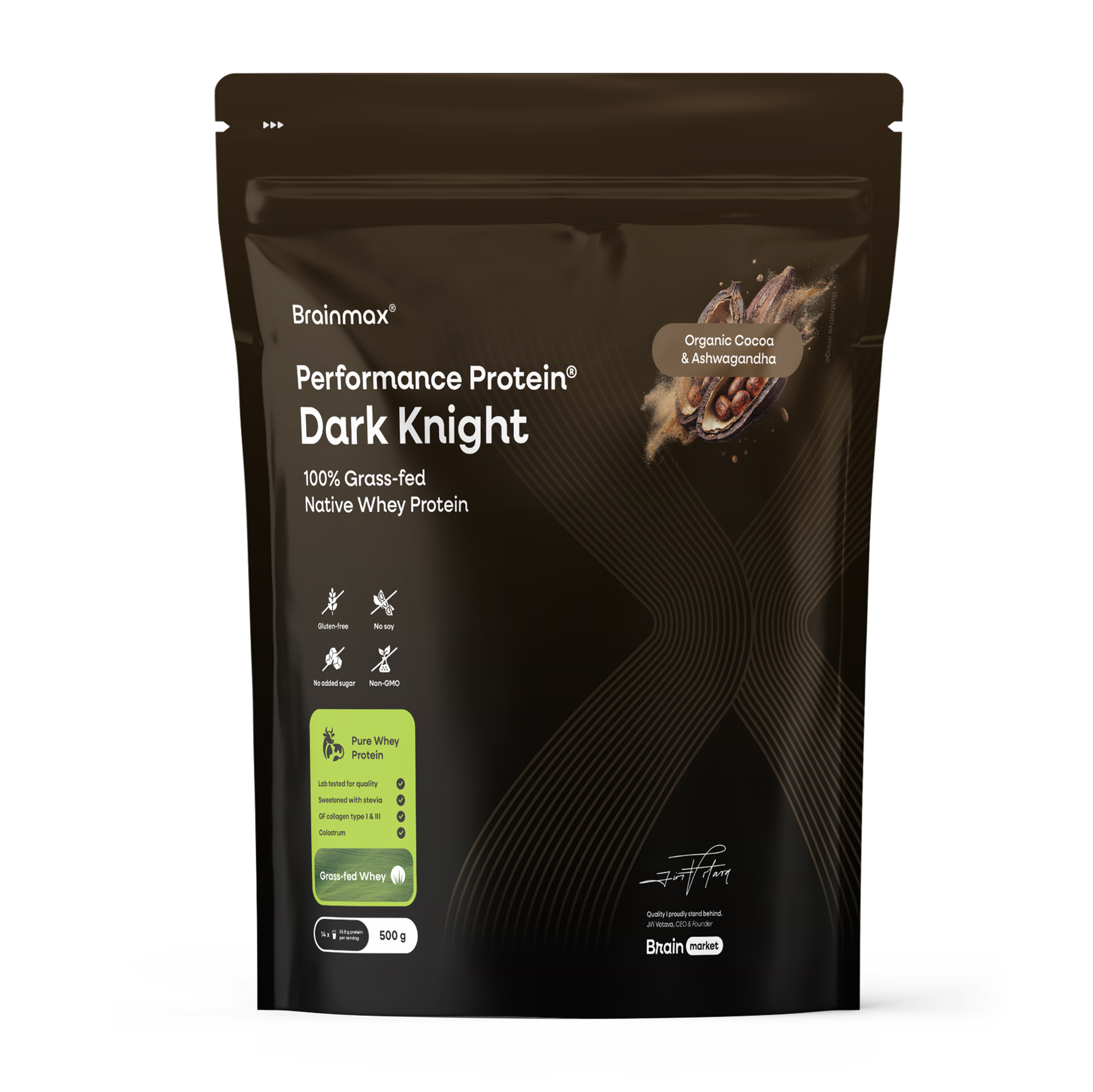 BrainMax BrainMax® Performance Protein® Dark Knight, Kakao & Ashwagandha, 500 g