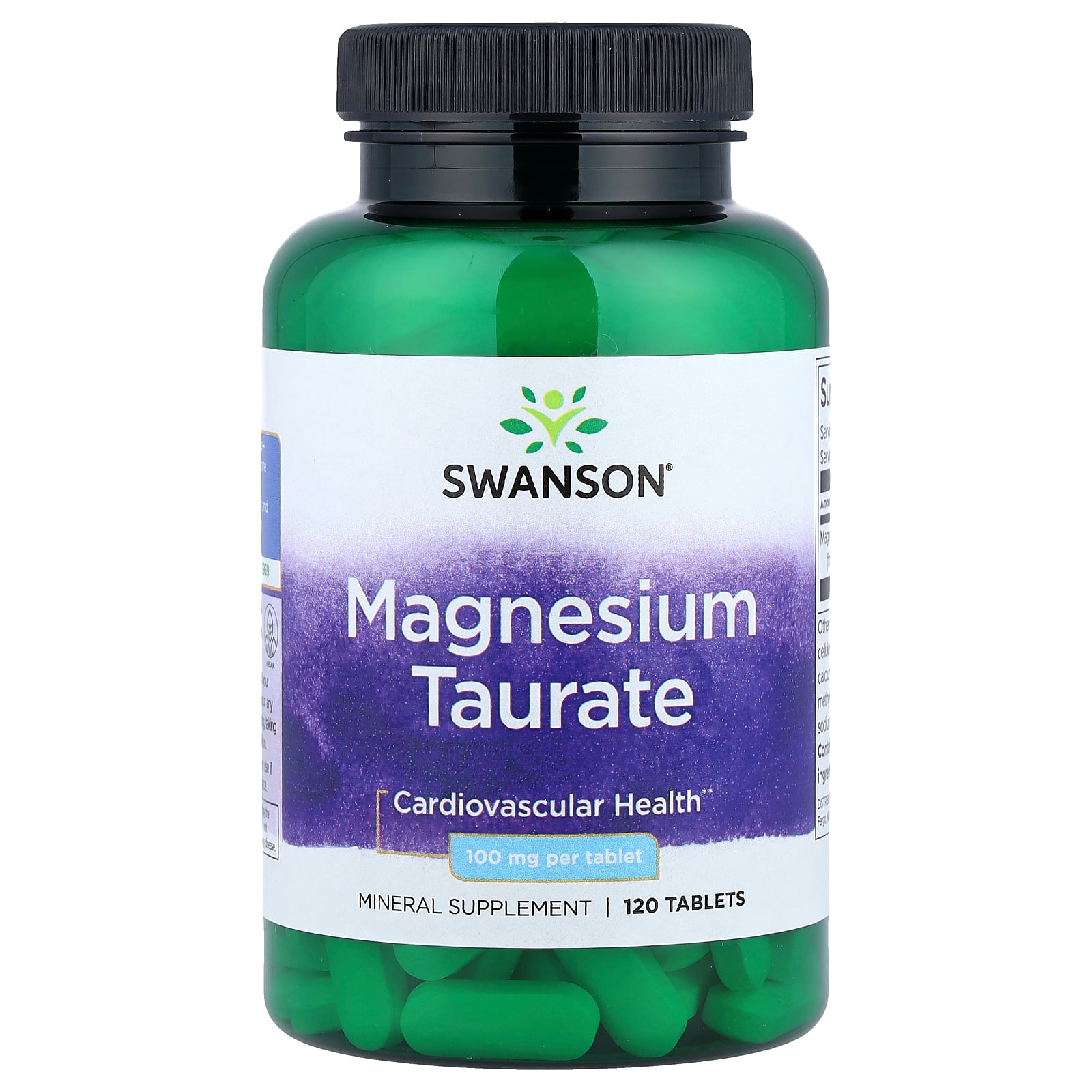 Swanson Magnez taurynian, 100 mg, 120 tabletek