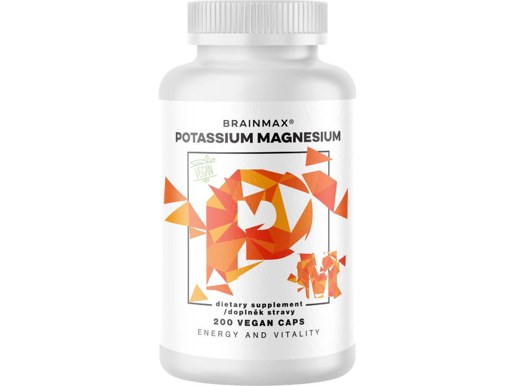 BrainMax Potas Magnesium, Cytrynian Potasu + Jabłczan Magnezu, 200 kapsułek roślinnych