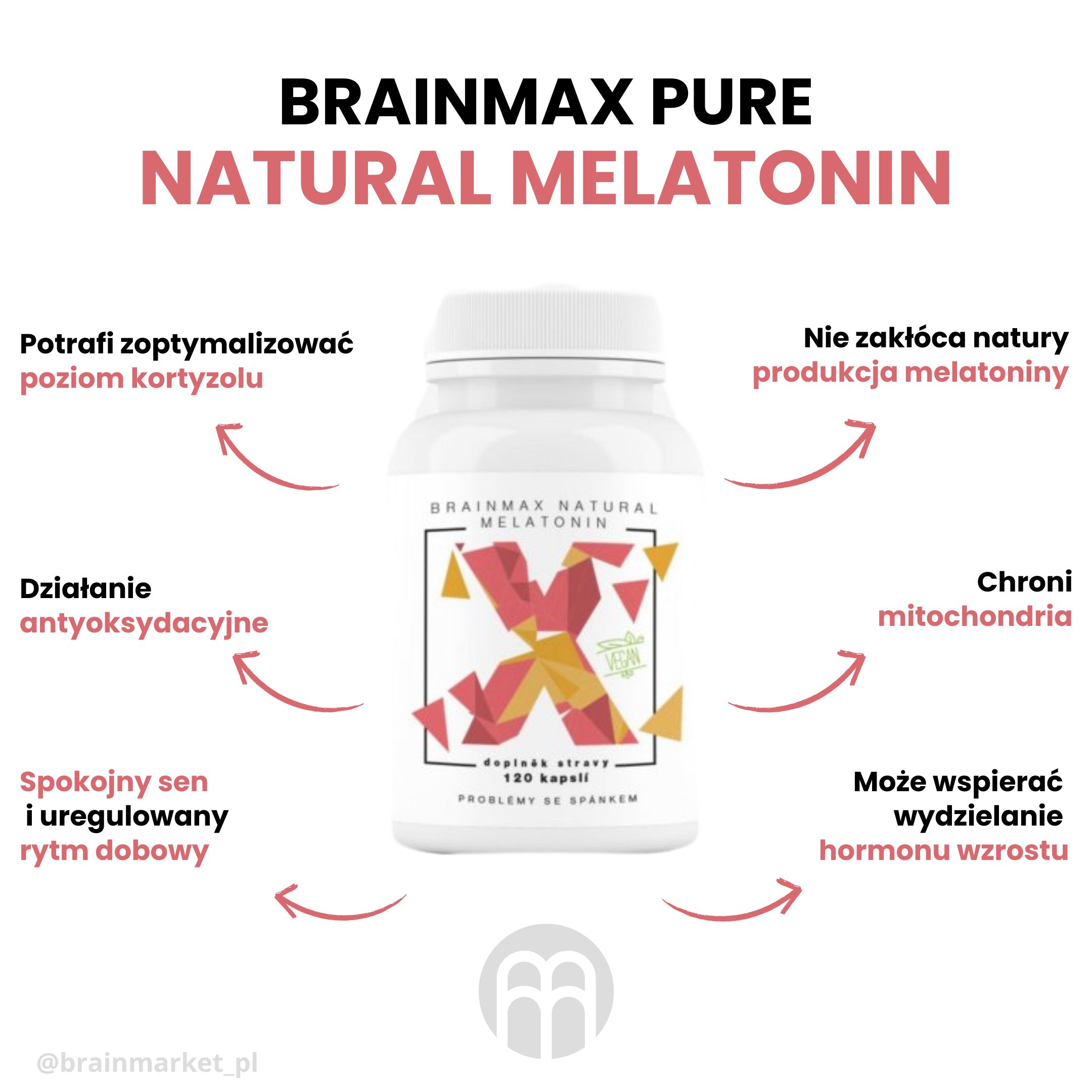 BrainMax Natural Melatonin, 120 rostlinných kapslí Obrázek