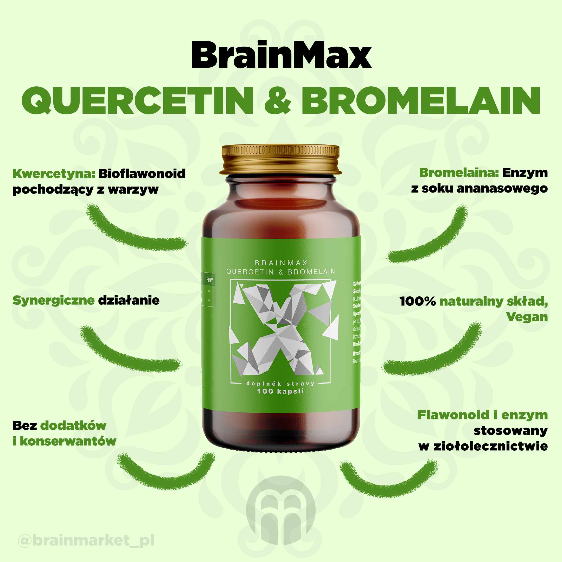 BrainMax Quercetin & Bromelain, Kvercetin a Bromelain, 100 rostlinných kapslí Obrázek