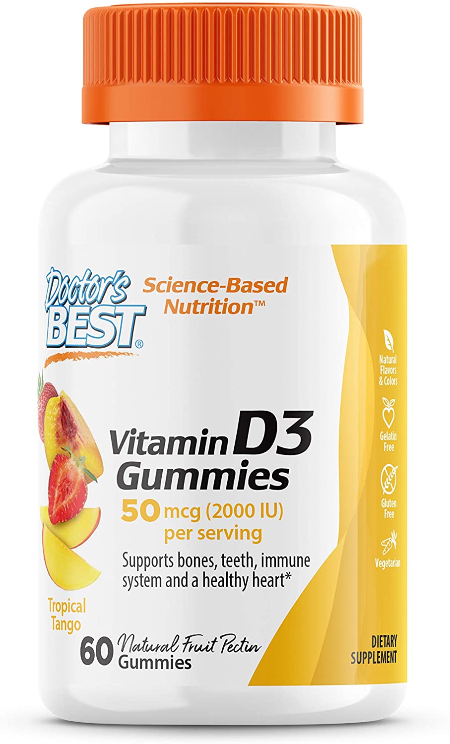 Doctor's Best Vitamin D3 Gummies (witamina D3), Mango, 60 pluszowych misiów