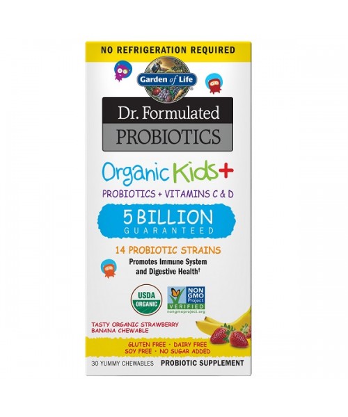 Garden of life Dr. Formulated organická probiotika pro děti, jahoda a banán, 30 rostlinných kapslí