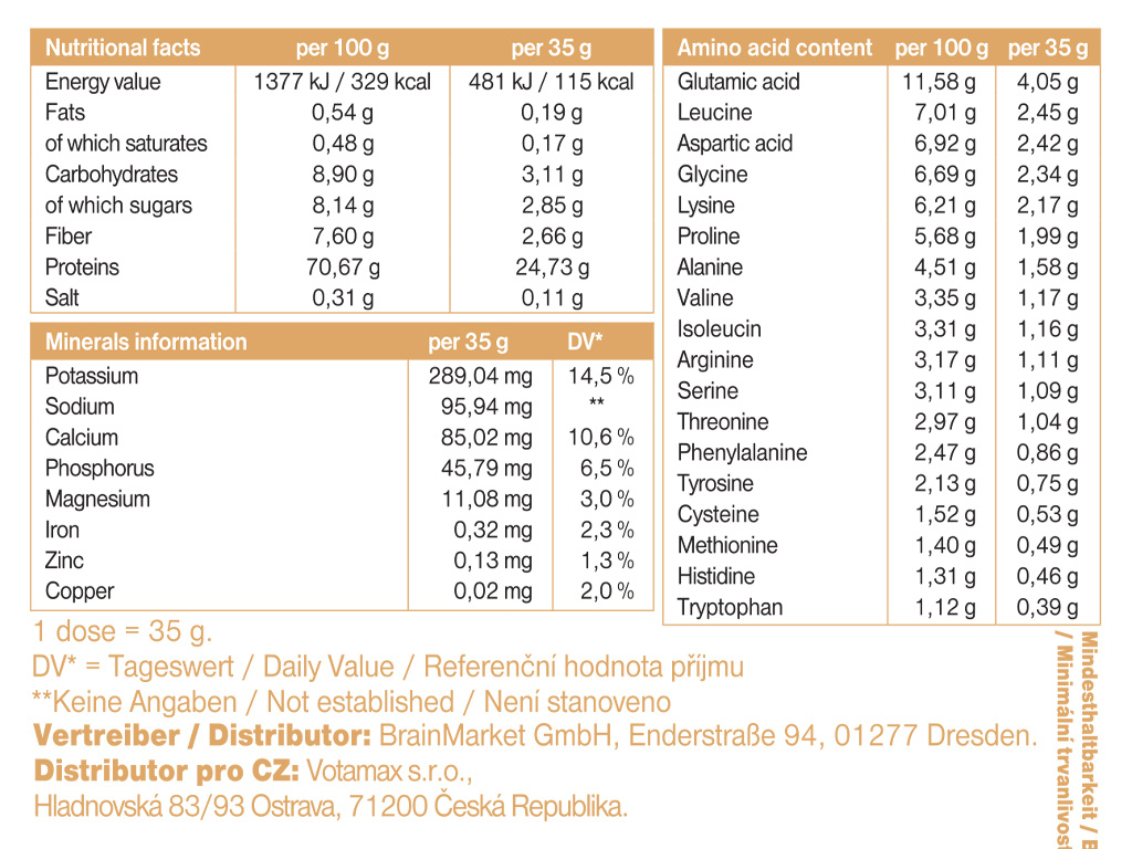 BrainMax Performance Protein Vanilka 2 kg Obrázek