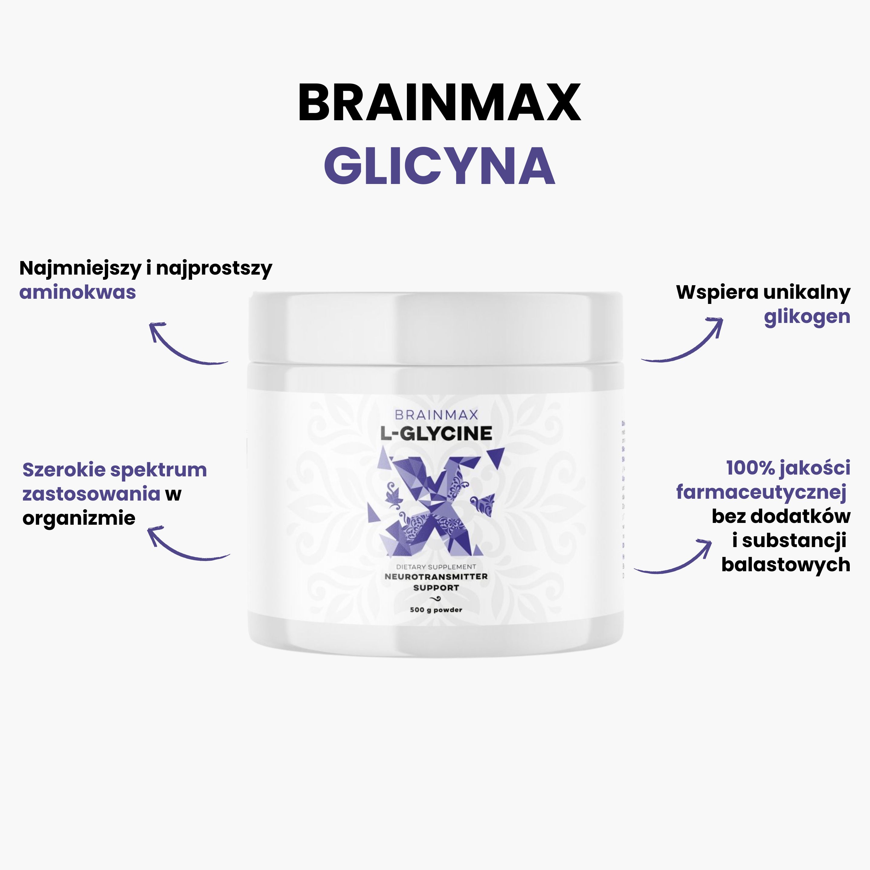 BrainMax Glycine, L-Glycin, 500 g Obrázek