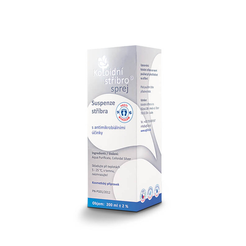 Koloidní stříbro s.r.o. Koloidní stříbro sprej proti pocení a zápachu nohou, 30 ppm, 200 ml Obrázek