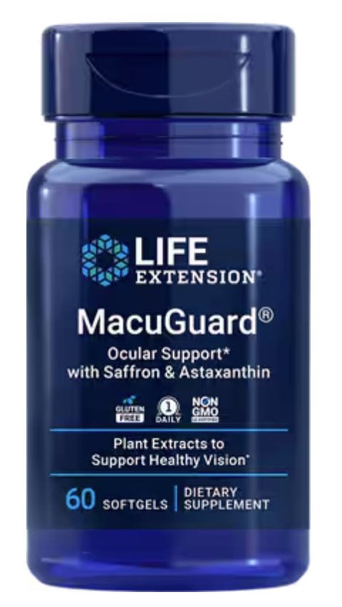 Life Extension MacuGuard Ocular Support with Saffron & Astaxanthin, oční podpora, 60 kapslí Obrázek