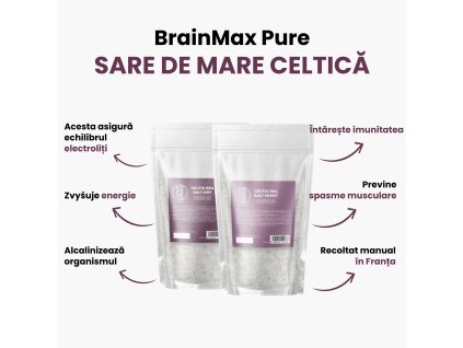 BrainMax Pure Celtic Sea Salt, uscat, 500 g  Sare de mare celtică