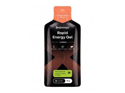 BrainMax® Rapid Energy Gel, Orange & Peach, 65 g  Gel energetic cu magneziu și vitamina B6, fără cofeină, supliment alimentar
