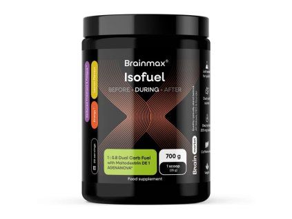 BrainMax® ISOFUEL, Lemon, 700 g  Dual carb 1:0,8 cu maltodextrină DE 1 AGENANOVA®, tonicitate opțională, 20 de doze, supliment alimentar