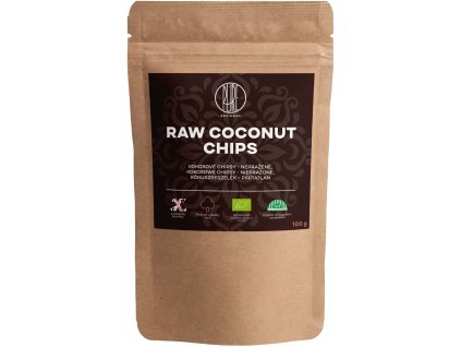 BrainMax Pure Raw Coconut chips, Chipsuri de cocos BIO, 100 g  *Certificat CZ-BIO-001