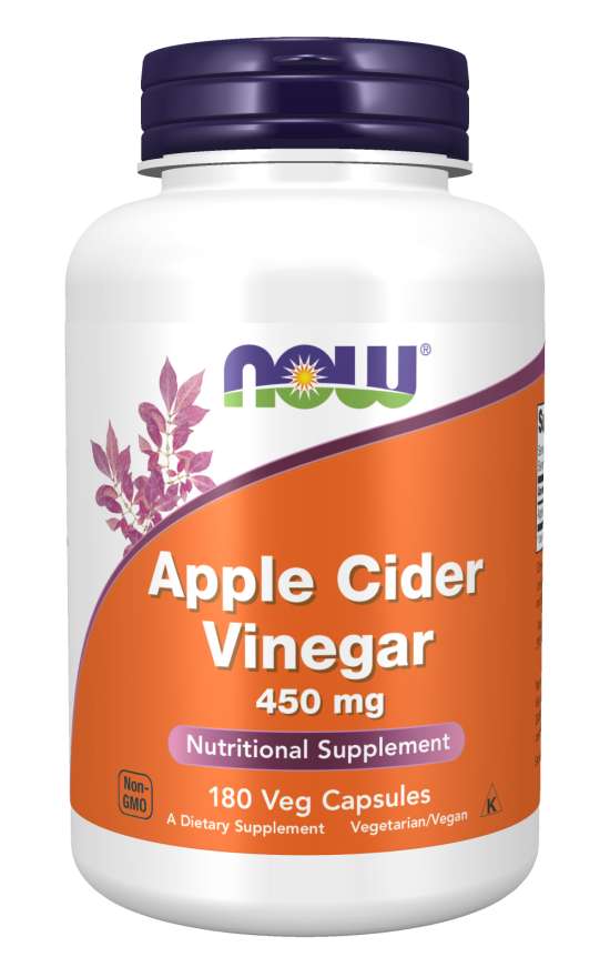 NOW Oțet de mere 450 mg, 180 capsule vegetale