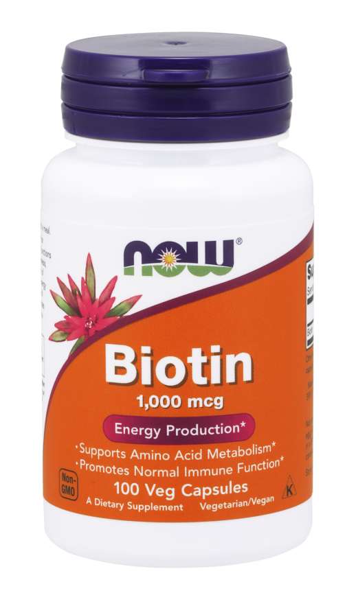 NOW Biotină, 1000 mcg, 100 capsule vegetale
