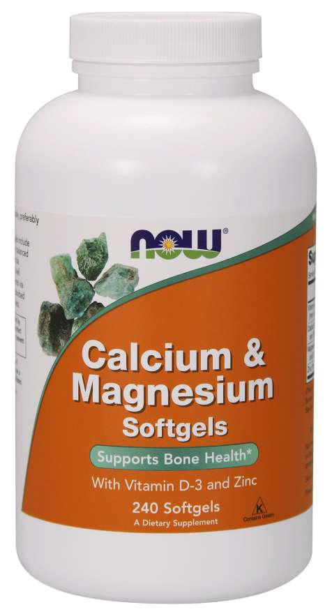 NOW calciu și magneziu, cu vitamina D-3 și zinc, calciu + magneziu + vitamina D3 și zinc, 240 capsule softgel