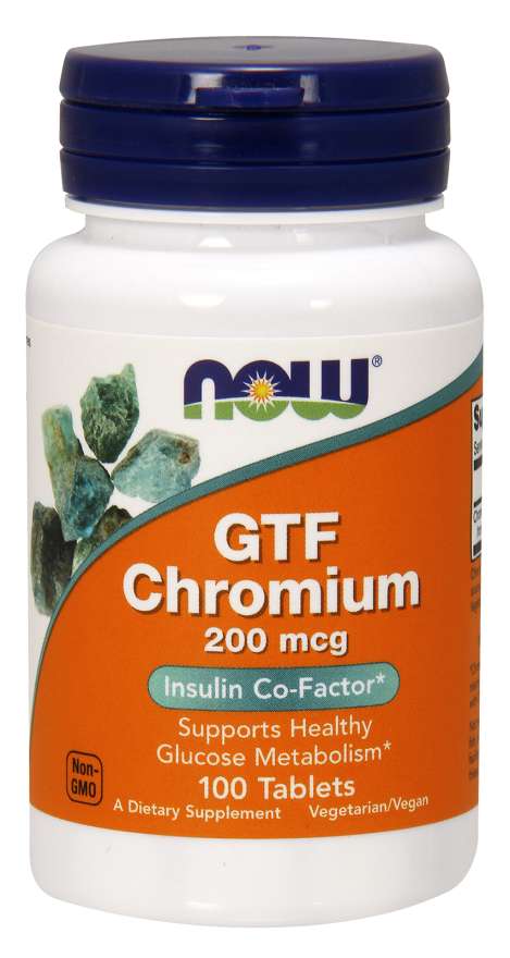 NOW Chromium GTF, 200 µg, 100 tablete
