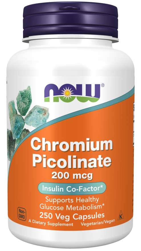 NOW picolinat de crom, 200 mcg, 250 capsule vegetale