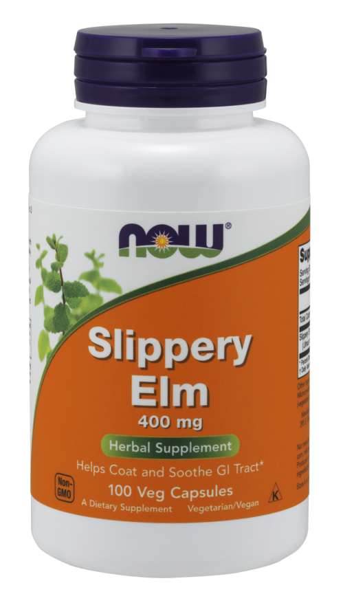 NOW Slippery Elm (ulm roșu), 400 mg, 100 capsule vegetale