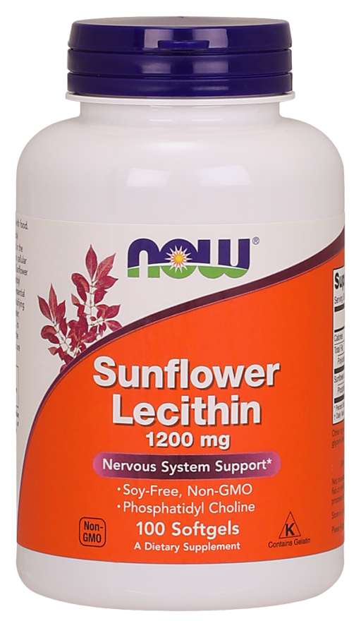 NOW Lecitină de floarea soarelui (lecitină de floarea soarelui), 1200 mg, 100 capsule softgel