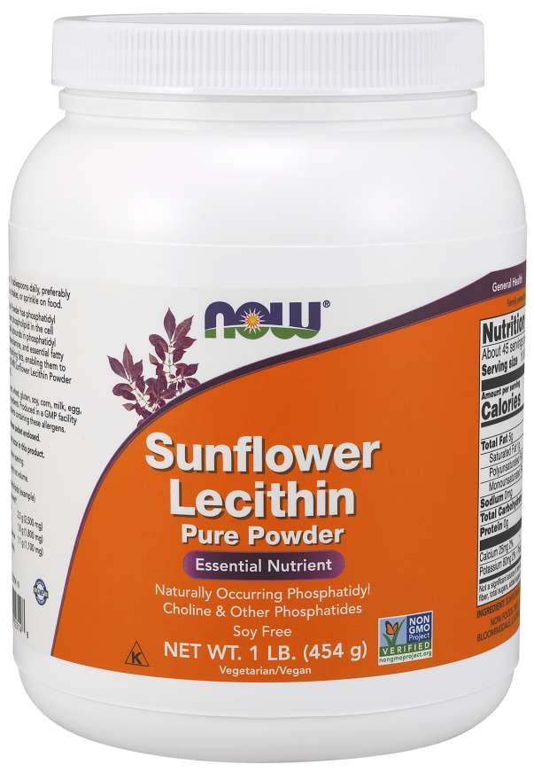 NOW Sunflower Lecithin (lecitin din floarea-soarelui), pudră, 454 g