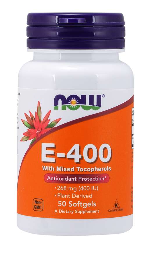 NOW Vitamina E 400 UI cu tocoferoli, 50 capsule softgel