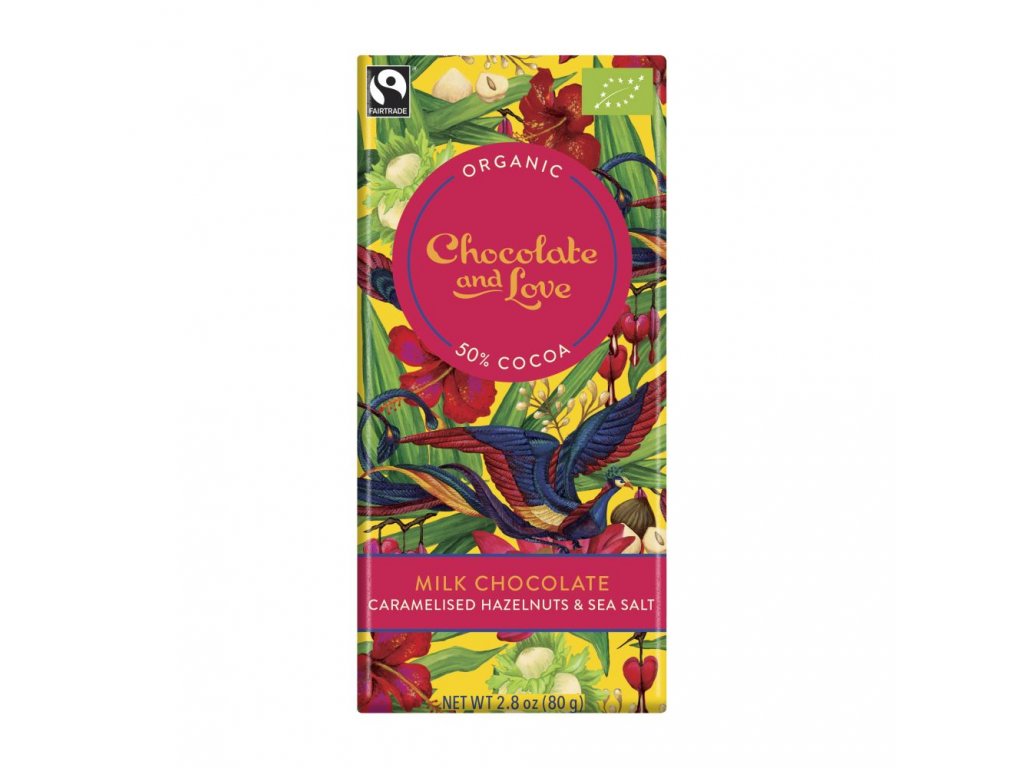 Chocolate and Love C&L - Ciocolata organica alune caramelizate si sare de mare 50%, 80g