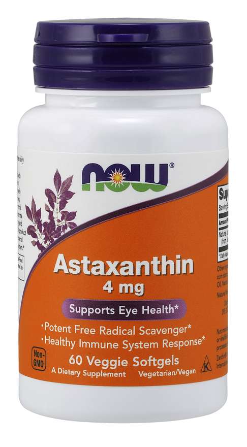 NOW Astaxanthin (Astaxantină), 4 mg, 60 capsule vegetariene
