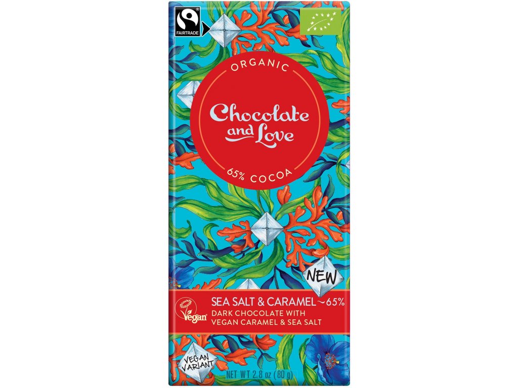 Chocolate and Love C&L Bio ciocolată Sare de mare și Caramel Vegan, 80g