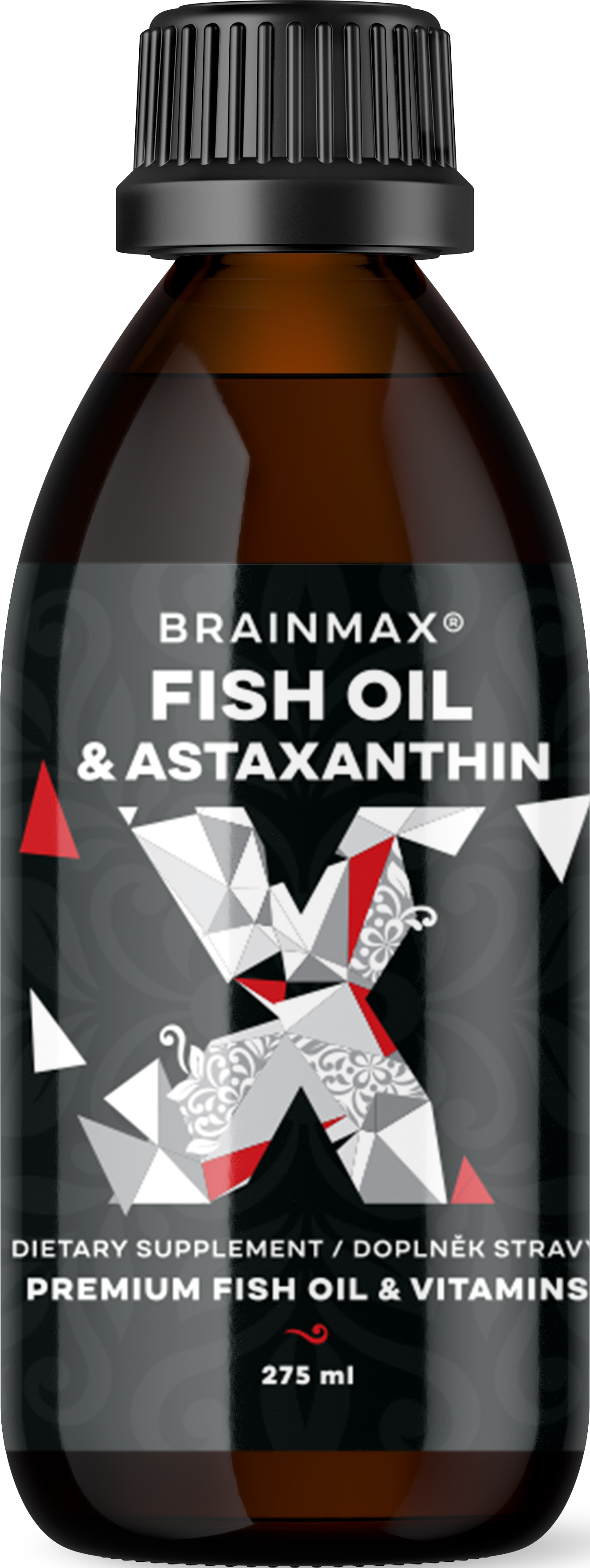 BrainMax Fish Oil & Astaxanthin, Super Omega 3, 3000 mg DHA și EPA, 275 ml